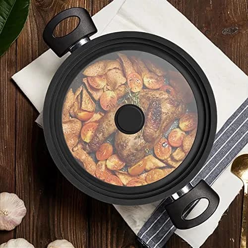 Eooch Universal Lid for Pots, Pans & Skillets 8-9.5 inch | Heat-Resistant Tempered Glass with Silicone Rim thumbnail 7