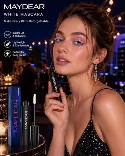 Maydear White Mascara Volumizing Curling Lengthening 10ml (0.32 Fl Oz) | Intense Definition & Long-Lasting Smudge-Proof Wear thumbnail 6