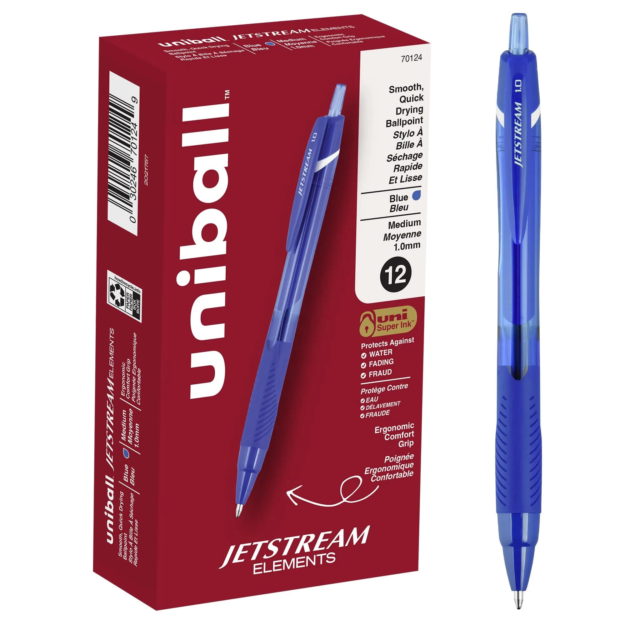 Uni-Ball Jetstream Elements Ballpoint Pens, 1.0mm Medium Point, Assorted Ink, 6 Pack | Smooth Hybrid Ink — Blue / Elements