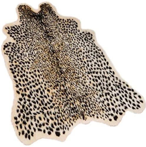 Asuprui Leopard Print Area Rug 109cm x 89cm | Soft Faux Fur Cheetah Carpet for Bedroom thumbnail 1
