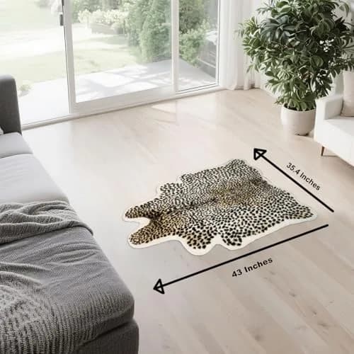 Asuprui Leopard Print Area Rug 109cm x 89cm | Soft Faux Fur Cheetah Carpet for Bedroom thumbnail 6