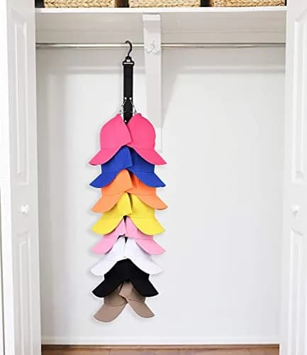 LEVOSHUA Hanging Cap Organizer with 16 Stainless Steel Clips | Black (1 Pack) thumbnail 5