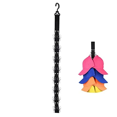 LEVOSHUA Hanging Cap Organizer with 16 Stainless Steel Clips | Black (1 Pack) thumbnail 8