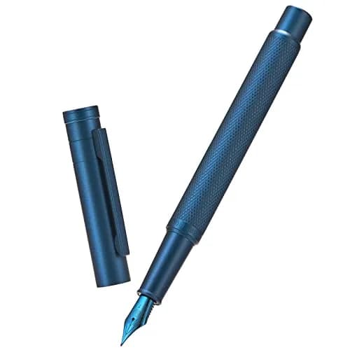 Asvine Dark Blue Forest Fountain Pen Fine Nib with Converter & Metal Case | Smooth Ink Flow thumbnail 1