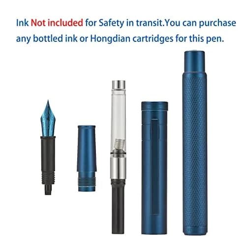 Asvine Dark Blue Fude Pen, Bent Nib Calligraphy Fountain Pen (Fine to Broad) with Converter and Metal Pen Case Set | Smooth Ink Flow Writing Instrument thumbnail 7