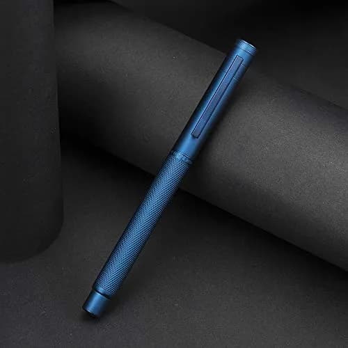 Asvine Dark Blue Fude Pen, Bent Nib Calligraphy Fountain Pen (Fine to Broad) with Converter and Metal Pen Case Set | Smooth Ink Flow Writing Instrument thumbnail 8