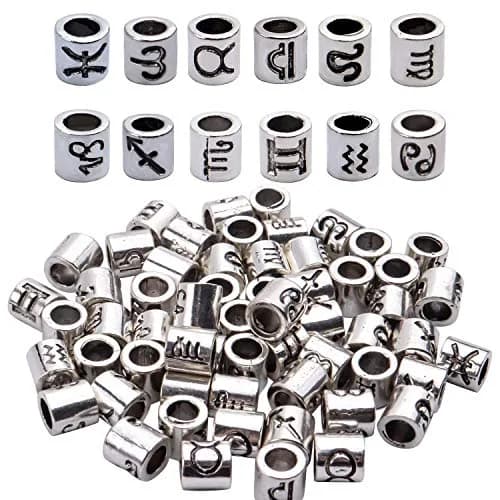 BronaGrand Craft Bead 60pcs Alloy Zodiac Spacer Beads | 4mm Large Hole for Jewelry DIY thumbnail 1