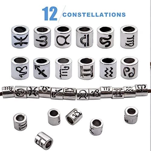 BronaGrand Craft Bead 60pcs Alloy Zodiac Spacer Beads | 4mm Large Hole for Jewelry DIY thumbnail 3