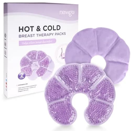 NEWGO Breast Ice Pack Hot/Cold Therapy 2 Pack | Flexible Gel Pad for Nursing & Post-Surgery Comfort thumbnail 1