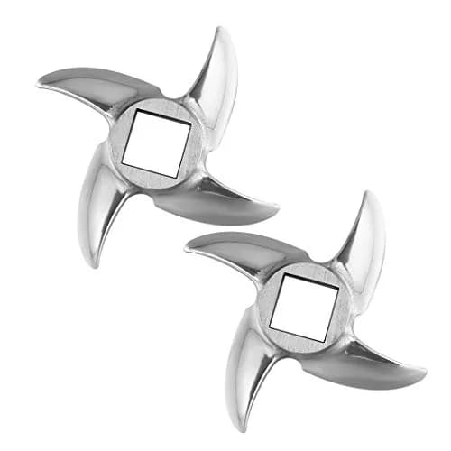 FanWayer #12 Meat Grinder Blade Replacement Knife Cutter (2-Pack, Silver) | Stainless Steel, 12.5mm Square Hole thumbnail 1