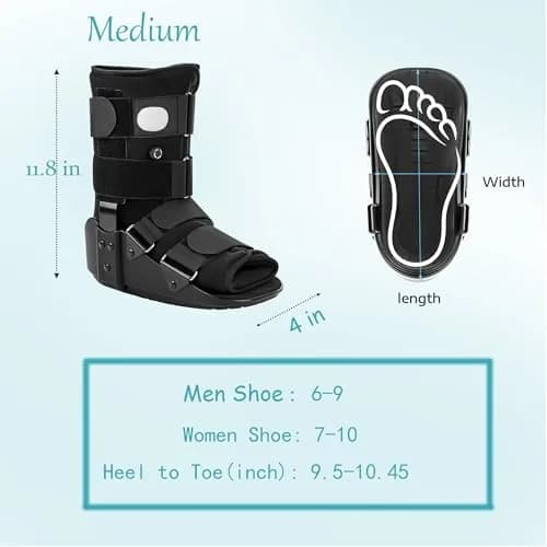 Medibot Advanced Walking Boot Medium Black | Adjustable Air Splint with Pump thumbnail 6