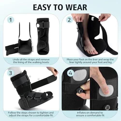 Medibot Advanced Walking Boot Medium Black | Adjustable Air Splint with Pump thumbnail 8