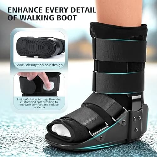 Medibot Advanced Walking Boot Medium Black | Adjustable Air Splint with Pump thumbnail 3