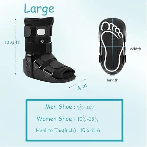 Medibot Advanced Walking Boot Black Large | Orthopedic Brace for Ankle Injuries thumbnail 6