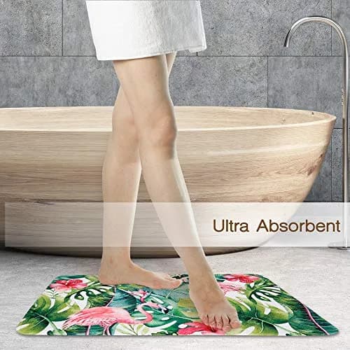 LIVILAN Tropical Leaf Bathroom Rug 40cm x 60cm | Soft Memory Foam, Quick Dry, Non-Slip PVC Backing thumbnail 5