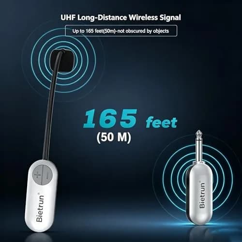 Bietrun UHF Wireless Microphone Headset & Handheld 2-in-1, 165ft Range, 6H Battery, 1/4'' Plug | Professional Karaoke & PA System Mic thumbnail 2