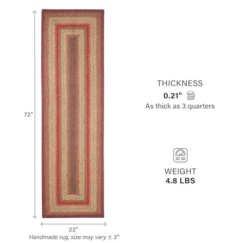 Homespice Cider Barn Braided Jute Runner Rug 55cm x 183cm (22" x 72") | Vibrant Fade-Resistant Color thumbnail 7