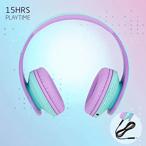 PowerLocus Kids Over-Ear Headphones Bluetooth Wireless | Safe 85DB, Foldable, 15H Play, Micro SD Mode thumbnail 6