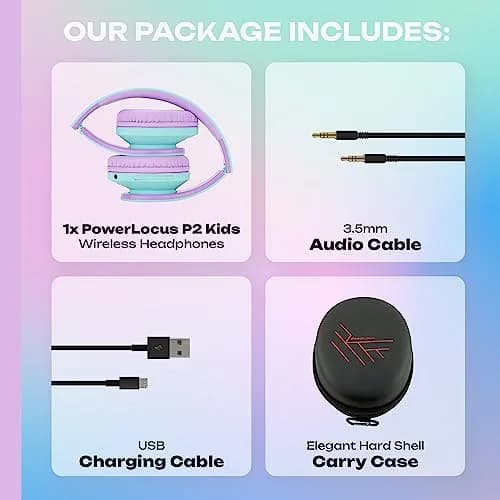 PowerLocus Kids Over-Ear Headphones Bluetooth Wireless | Safe 85DB, Foldable, 15H Play, Micro SD Mode thumbnail 8
