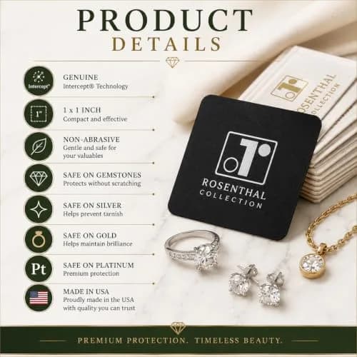 Rosenthal Collection Anti-Tarnish Strips 25 Pack | 1" x 1" Silver Protection for Jewelry thumbnail 3
