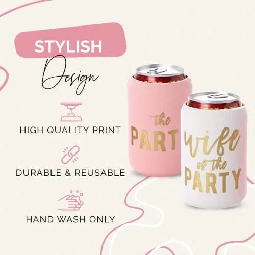 Your Dream Party Shop Wife of the Party Bachelorette Can Coolers (Set of 12, Pink) thumbnail 2