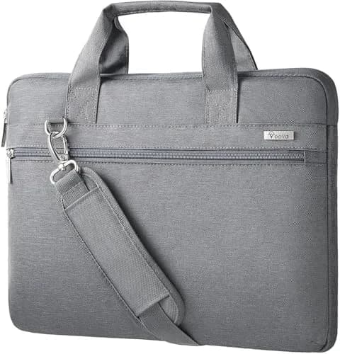 Voova 15.6 Inch Laptop Bag, Grey Shoulder Bag, MacBook Case | Water-Resistant & Organized thumbnail 1