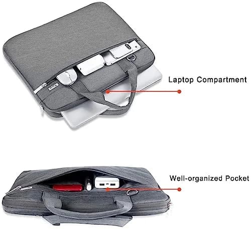 Voova 15.6 Inch Laptop Bag, Grey Shoulder Bag, MacBook Case | Water-Resistant & Organized thumbnail 4