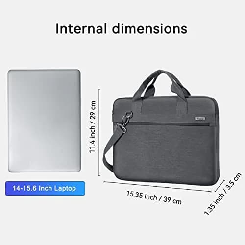Voova 15.6 Inch Laptop Bag, Grey Shoulder Bag, MacBook Case | Water-Resistant & Organized thumbnail 8