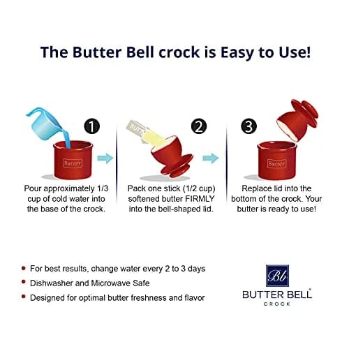 Butter Bell Crock by L. Tremain French Ceramic Butter Keeper, Stone | Keeps Butter Fresh & Spreadable Without Refrigeration thumbnail 8