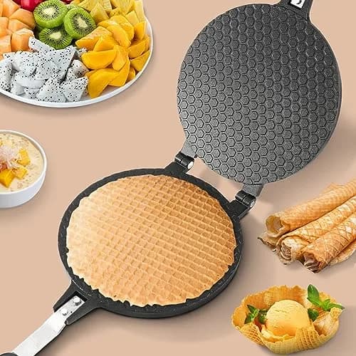 Dyna-Living Waffle Cone Maker Ice Cream Cone Maker, 17cm (6.7") Round Shape | Gas Stove Compatible thumbnail 7