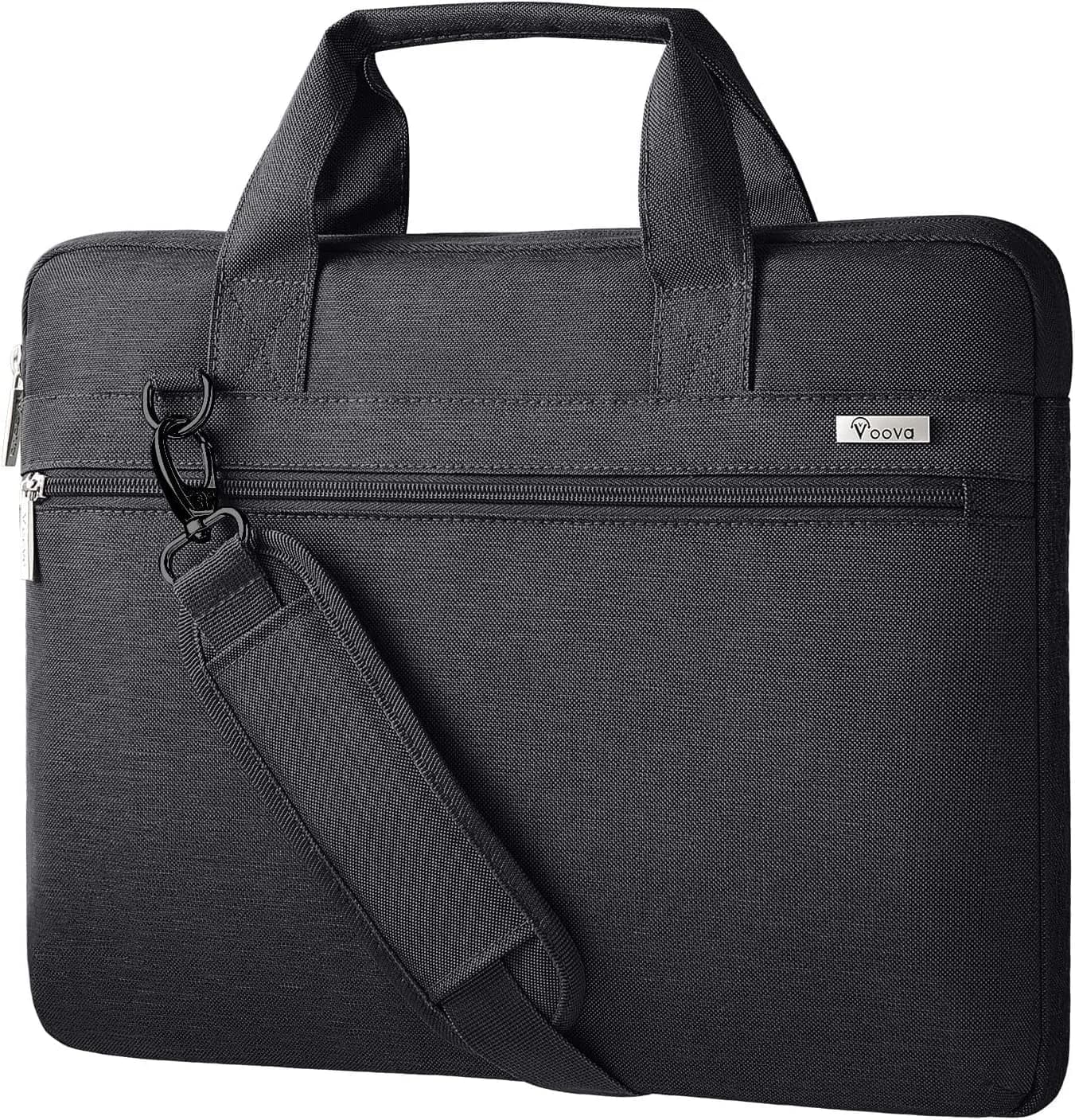 Voova 17.3-17 Inch Laptop Bag, Black Messenger Bag with Shoulder Strap | Water-Resistant 360° Protective Case for Laptops up to 17.3" — Black