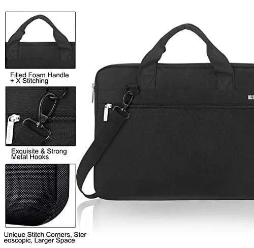 Voova 15.6-inch Laptop Shoulder Bag | Water-Resistant, Padded, Black thumbnail 7