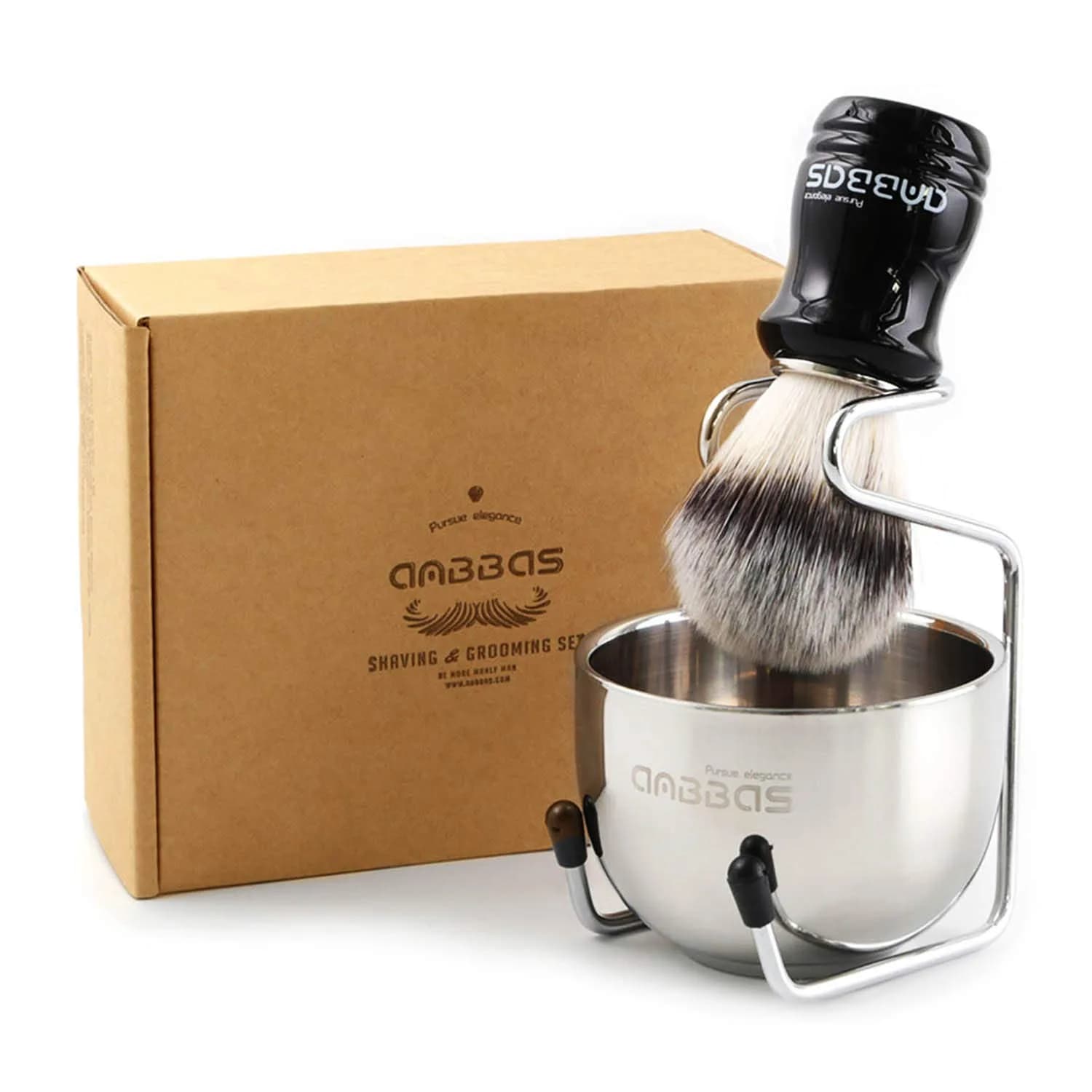 Anbbas Synthetic Badger Shaving Brush Set with Stand and Bowl | 22mm Knot
