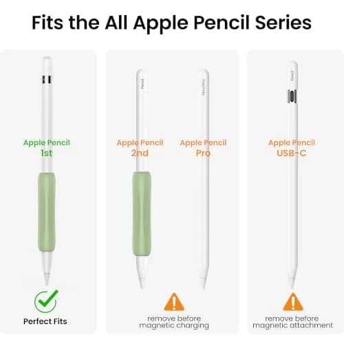Delidigi Apple Pencil Grip, Ergonomic Silicone Sleeve for 1st/2nd Gen | Anti-Slip, No-Roll, Comfortable Fit thumbnail 2
