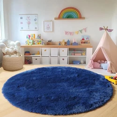 ONASAR Navy Blue Round Area Rug 5ft | Ultra Soft Plush Floor Mat for Kids & Living Room thumbnail 6