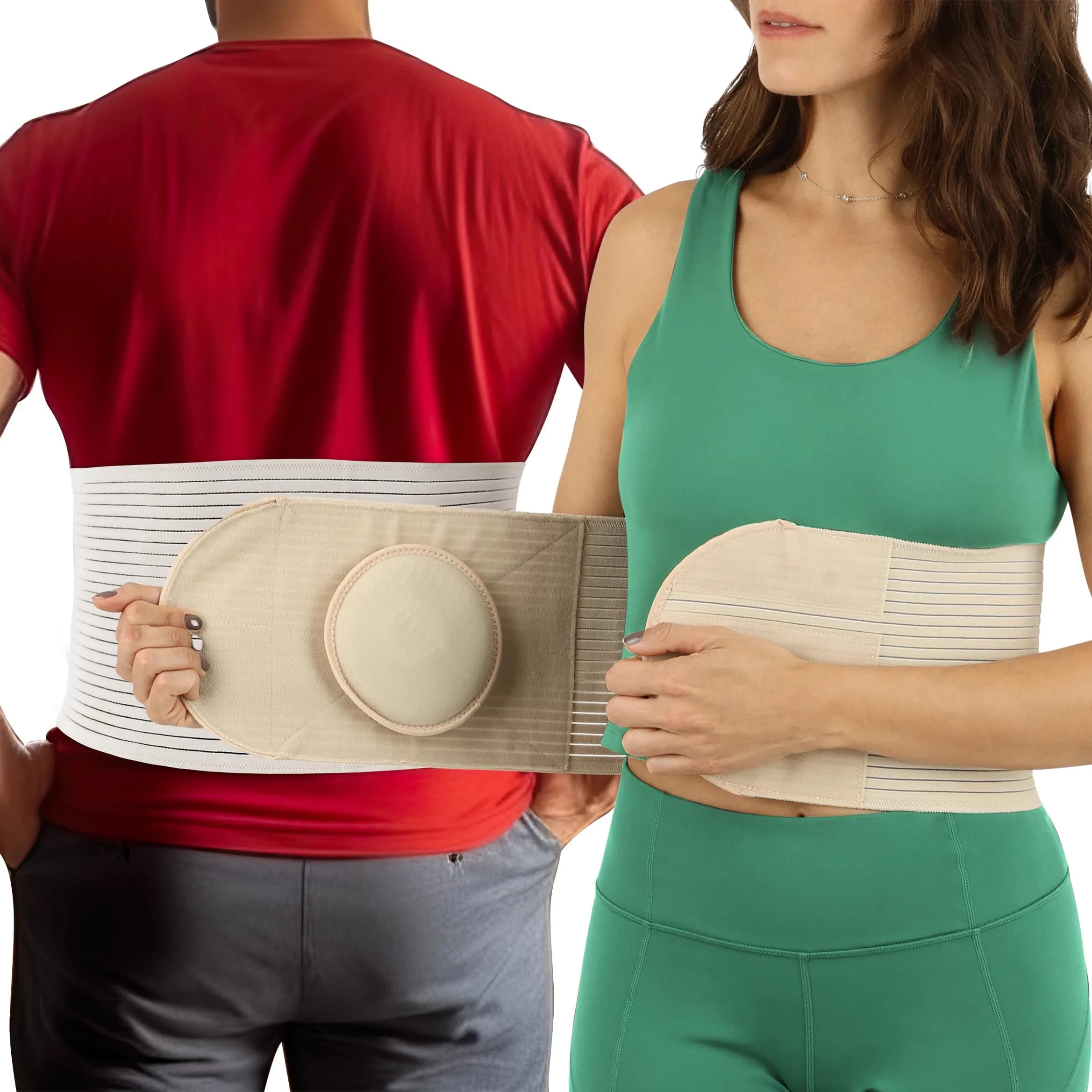 ARMSTRONG AMERICA Hernia Belt for Men or Women, C Section Belly Binder & Abdominal Binder, Post Surgery & Pregnancy Tummy Tuck, Postpartum Belly Band Wrap (S/M, Beige) — Beige