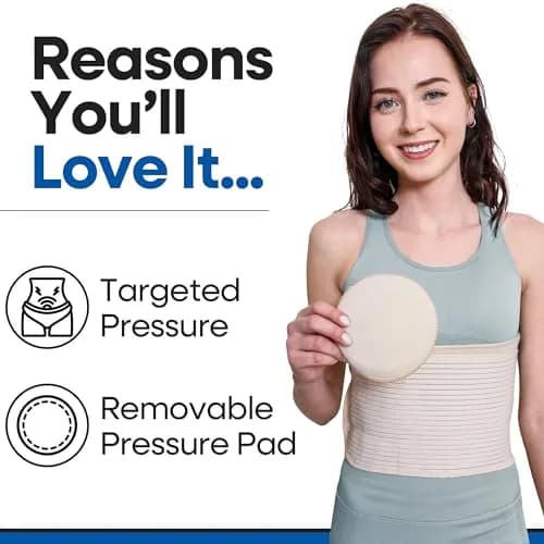 ARMSTRONG AMERICA Hernia Belt for Men or Women, C Section Belly Binder & Abdominal Binder, Post Surgery & Pregnancy Tummy Tuck, Postpartum Belly Band Wrap (S/M, Beige) thumbnail 5