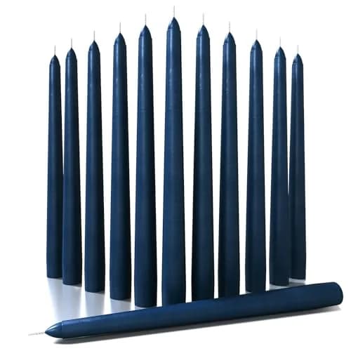 CANDWAX 10 inch Tapered Candles Set of 12 Unscented Dripless Dark Blue | Elegant Dinner & Decor thumbnail 1