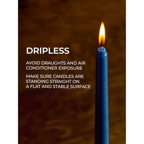 CANDWAX 10 inch Tapered Candles Set of 12 Unscented Dripless Dark Blue | Elegant Dinner & Decor thumbnail 4