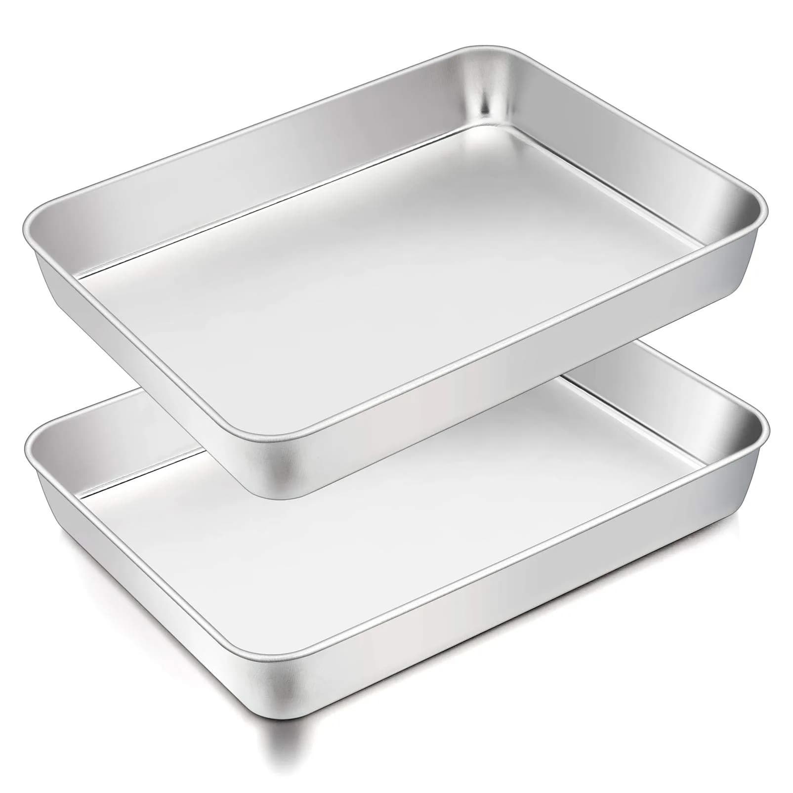 TeamFar Stainless Steel Baking Pan 25.4cm x 20.3cm x 5.1cm (2-Pack) | Healthy & Even Heat for Cakes & Brownies - main product image