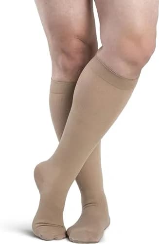 Sigvaris DYNAVEN Opaque Men's Knee-High Compression Socks 20-30mmHg Medium Short Light Beige thumbnail 1