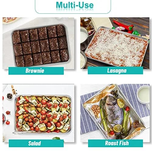 TeamFar Lasagna Pan 12.3" x 9.75" x 2" | Heavy Gauge Stainless Steel, Deep Sides, Dishwasher Safe thumbnail 5