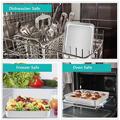 TeamFar Lasagna Pan 12.3" x 9.75" x 2" | Heavy Gauge Stainless Steel, Deep Sides, Dishwasher Safe thumbnail 6