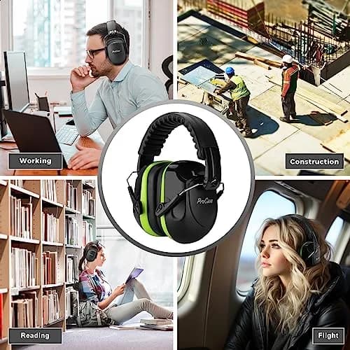 ProCase Hearing Protection Ear Muffs NRR 28dB, Noise Cancelling Headphones | Foldable, Adjustable, Green thumbnail 6