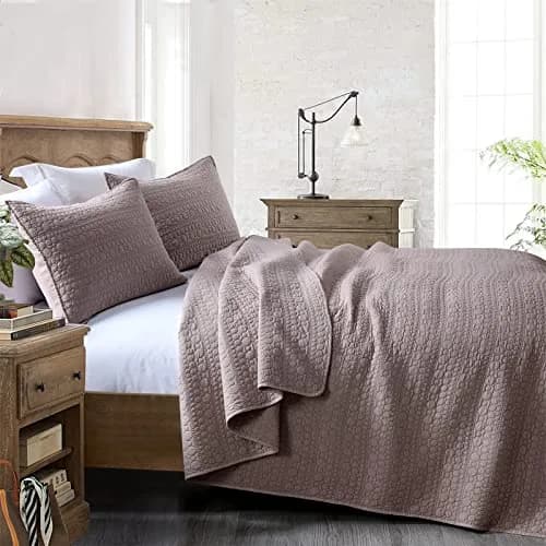 HORIMOTE HOME Quilt Set Queen Size Cameo Rose | Classic Geometric Spots, Ultra Soft, All Season Lightweight Bedspread thumbnail 7