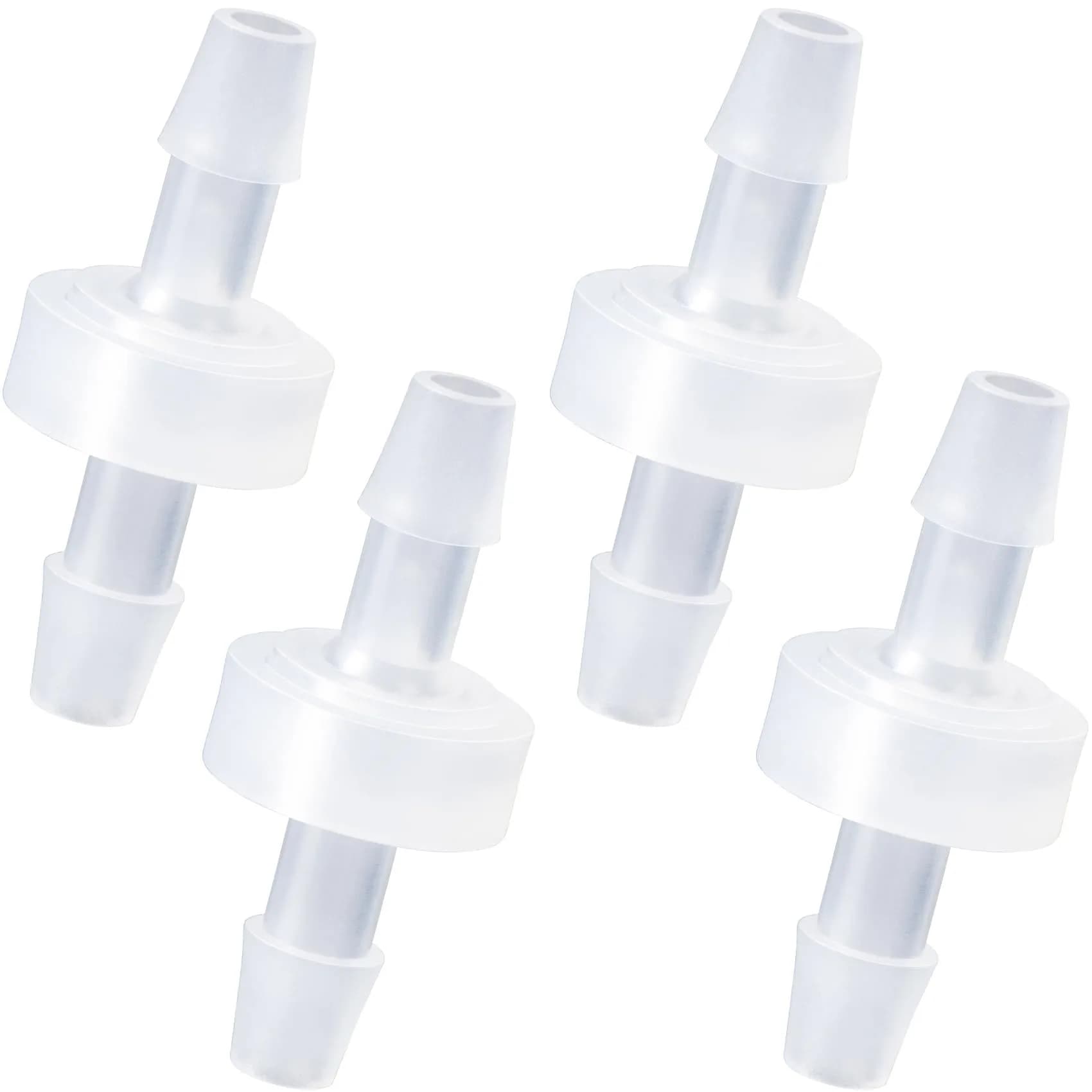 PAGOW 1/4 Inch Check Valve 4 Pack | PVDF Plastic One-Way Barb Hose for Hydraulic & Pneumatic Systems - main product image