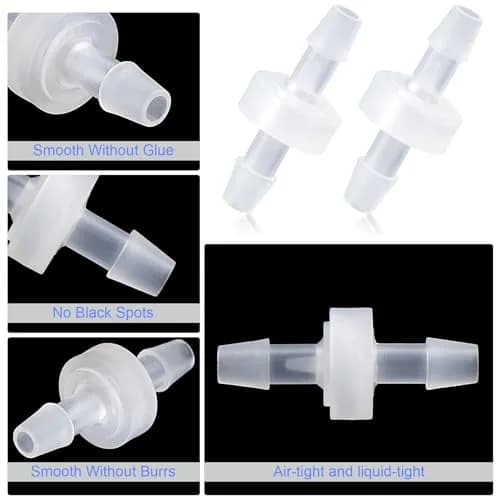 PAGOW 1/4 Inch Check Valve 4 Pack | PVDF Plastic One-Way Barb Hose for Hydraulic & Pneumatic Systems thumbnail 5