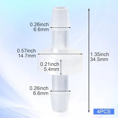 PAGOW 1/4 Inch Check Valve 4 Pack | PVDF Plastic One-Way Barb Hose for Hydraulic & Pneumatic Systems thumbnail 3