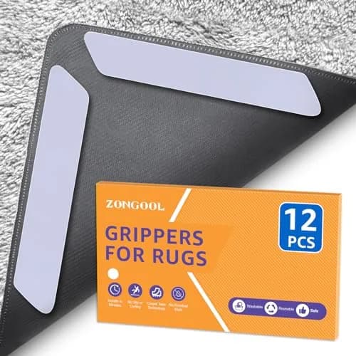 ZONGOOL 12PCS Rug Tape Non Slip Rug Pad Grippers 16cm (6.3 inches) | Keeps Rugs Flat & Secure thumbnail 1