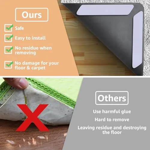 ZONGOOL 12PCS Rug Tape Non Slip Rug Pad Grippers 16cm (6.3 inches) | Keeps Rugs Flat & Secure thumbnail 5